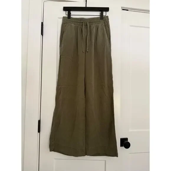 $118 New Everlane The Wide Leg Pant in Butterlite - Olive - Small - Picture 2 of 7
